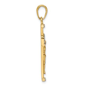 14k Two-tone Gold Diamond-cut Crucifix Pendant