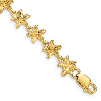 14k Yellow Gold Textured Starfish Link Bracelet