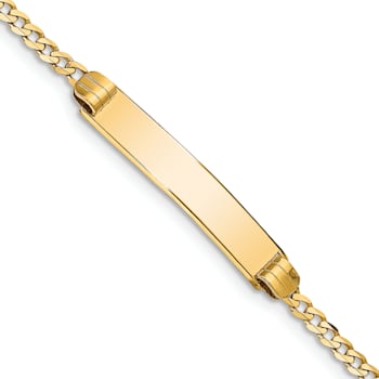 14k Yellow Gold Curb Link ID Bracelet