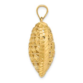 14k Yellow Gold 3D Cut-out Diamond-Cut Puffed Heart Pendant