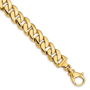 10k Yellow Gold 10.75mm Hand Polished Fancy Curb Link Bracelet