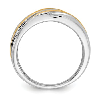 14K Two-tone Yellow and White Gold Lab Grown Diamond Men's Ring