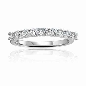 Round Moissanite Sterling Silver Anniversary Style Stackable Band Ring, 0.51ctw