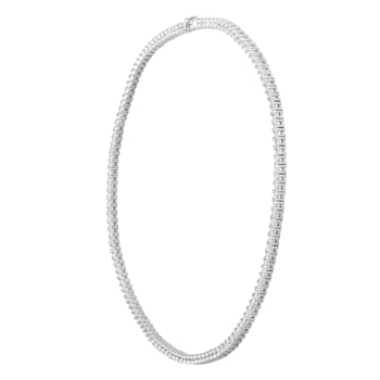 White Cubic Zirconia Platinum Over Sterling Silver Tennis Necklace 21.74ctw