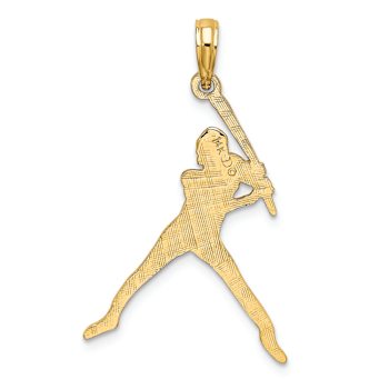 14k Yellow Gold Textured Baseball Batter Charm