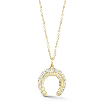 Rachel Zoe CZ Horseshoe Pendant Necklace in 14K Gold Over Sterling Silver