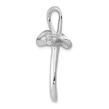 Rhodium Over 14k White Gold Diamond Cross Chain Slide Pendant