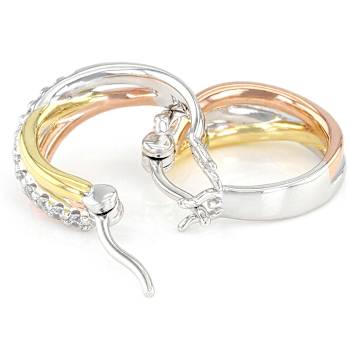 Tri-Tone Hoop CZ Earrings