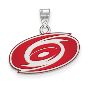 Rhodium Over Sterling Silver NHL LogoArt Carolina Hurricanes Enamel Pendant