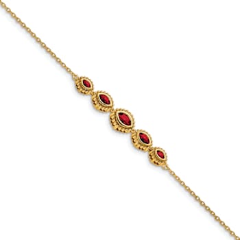 14k Yellow Gold Marquise Garnet Bracelet