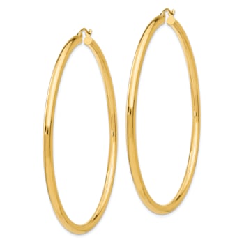 14k Yellow Gold Polished 2 9/16" Tube Hoop Earrings