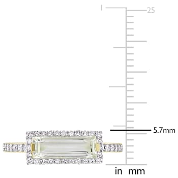 1.04ctw Green Quartz And 0.25ctw Diamond 14k Yellow Gold Halo Ring