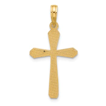 14k Yellow Gold Textured Fancy Cross Charm