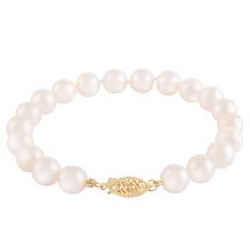 14k Yellow gold 7-8mm Akoya Pearl bracelet