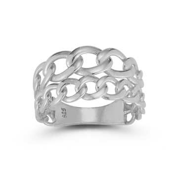 Sterling Statements Rhodium Over Sterling Silver Stacked Curb Ring