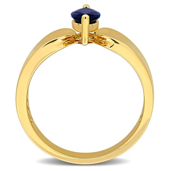 Blue Sapphire 10K Yellow Gold Ring 0.75ctw