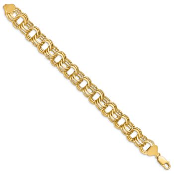 14k Yellow Gold 14mm Triple Link Charm Bracelet