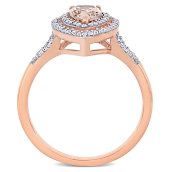 0.62ctw Morganite and 0.25ctw Diamond 14k Rose Gold Halo Ring