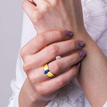 Blue Sapphire 10K Yellow Gold Ring 0.75ctw