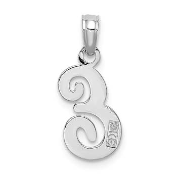 Rhodium Over 14k White Gold Polished Script Letter E Initial Pendant