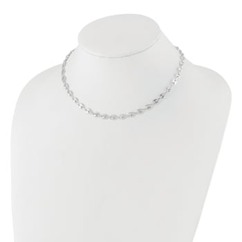 Rhodium Over Sterling Silver 16-inch with 2-inch Extension Fancy Link Necklace
