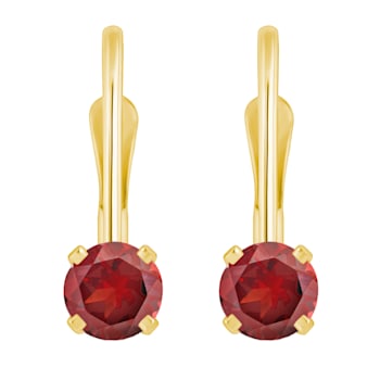 4mm Round Garnet 14k Yellow Gold Drop Earrings