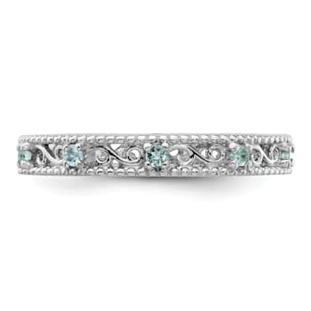 Sterling Silver Stackable Expressions Aquamarine Ring 0.13ctw