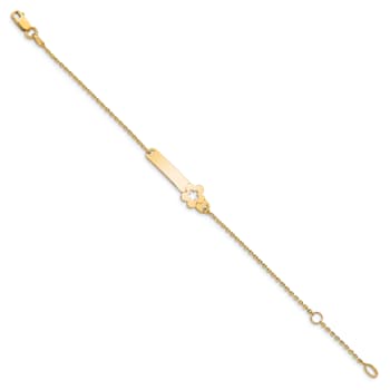 14k Yellow Gold Children's Polished Flower ID Bracelet