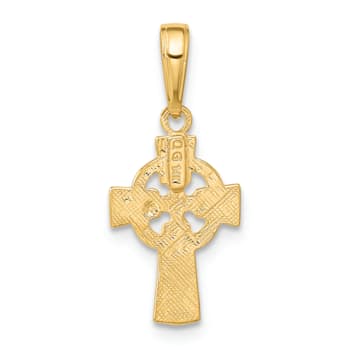 14K Yellow Gold Celtic Cross with Eternity Circle Pendant