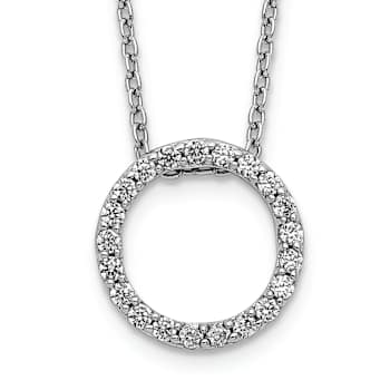 Rhodium Over 10k White Gold 0.25 ctw Diamond Circle Pendant with 18 inch
Cable Chain