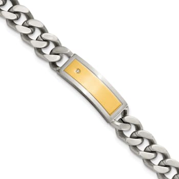 White Cubic Zirconia Stainless Steel Yellow IP-plated Men's Pendant With
Chain And Bracelet