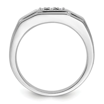 Rhodium Over 14K White Gold Lab Grown Diamond Men's Ring