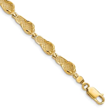14k Yellow Gold Textured Flip Flop Link Bracelet