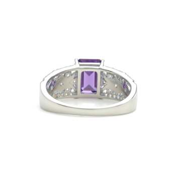 Purple Amethyst White Topaz Sterling Silver Ring
