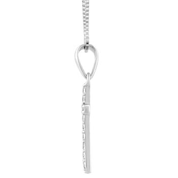 White Cubic Zirconia 14k White Gold Cross Pendant With Chain 0.30ctw
