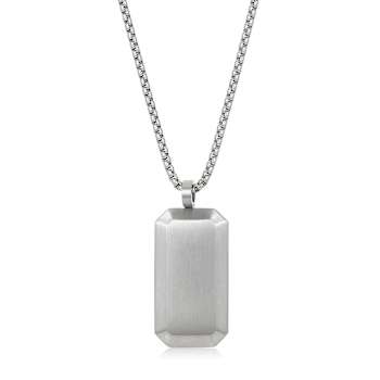 Invicta Men's Antiqued Dog Tag Pendant With Chain In Stainless Steel