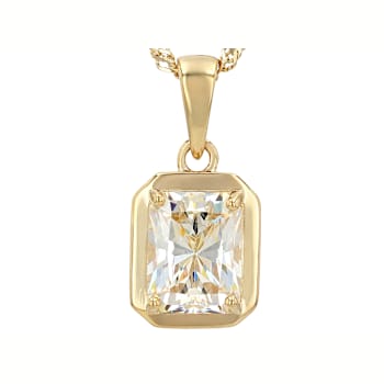 Diamond Simulant Radiant Cut Pendant Necklace In 18K Gold Over Sterling
Silver 3.32ctw