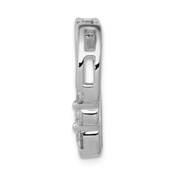 Rhodium Over 14k White Gold Diamond Heart Chain Slide