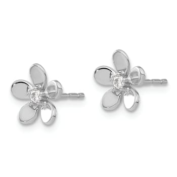 Rhodium Over 14k White Gold Diamond Stud Earrings