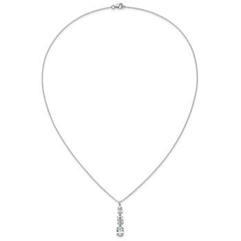 Rhodium Over Sterling Silver Polished Graduated Oval Cubic Zirconia Necklace