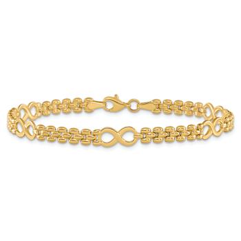 14k Yellow Gold Polished Infinity and Fancy Link Bracelet