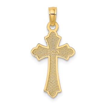 14k Yellow Gold Polished Cross with Heart Charm