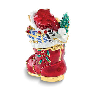PLAYFUL KITTEN Christmas Cat In Stocking Trinket Box
