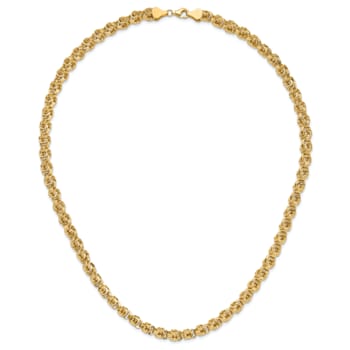 14K Yellow Gold Polished Fancy Diamond-cut Link Necklace