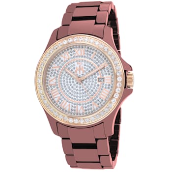 Jivago Women's Ceramic Crystal Dial Maroon Ceramic Watch