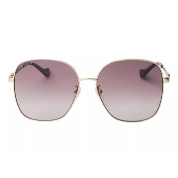 Gucci Gold Tone Oversize Frame / Gray Brown Gradient Lens Sunglasses