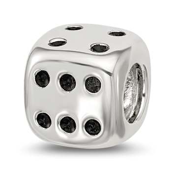 Sterling Silver Enamel 6 Sided Dice Bead