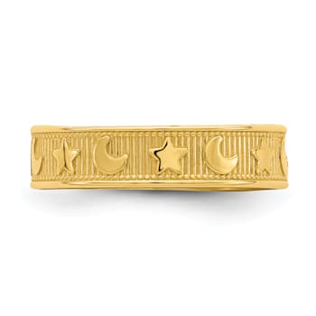14K Yellow Gold Star and Moon Adjustable Toe Ring