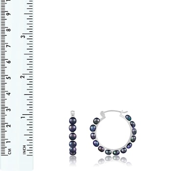 4-5mm Black Cultured Freshwater Pearl Rhodium Over Sterling Silver Earrings