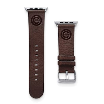 Gametime MLB Chicago Cubs Brown Leather Apple Watch Band (38/40mm S/M).
Watch not included.